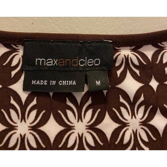 Max & Cleo Womens Brown & White Patterned Wrap Dress Medium - Picture 3 of 11